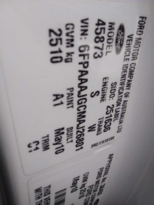 2010 FG FORD FALCON XL UTE PARTS